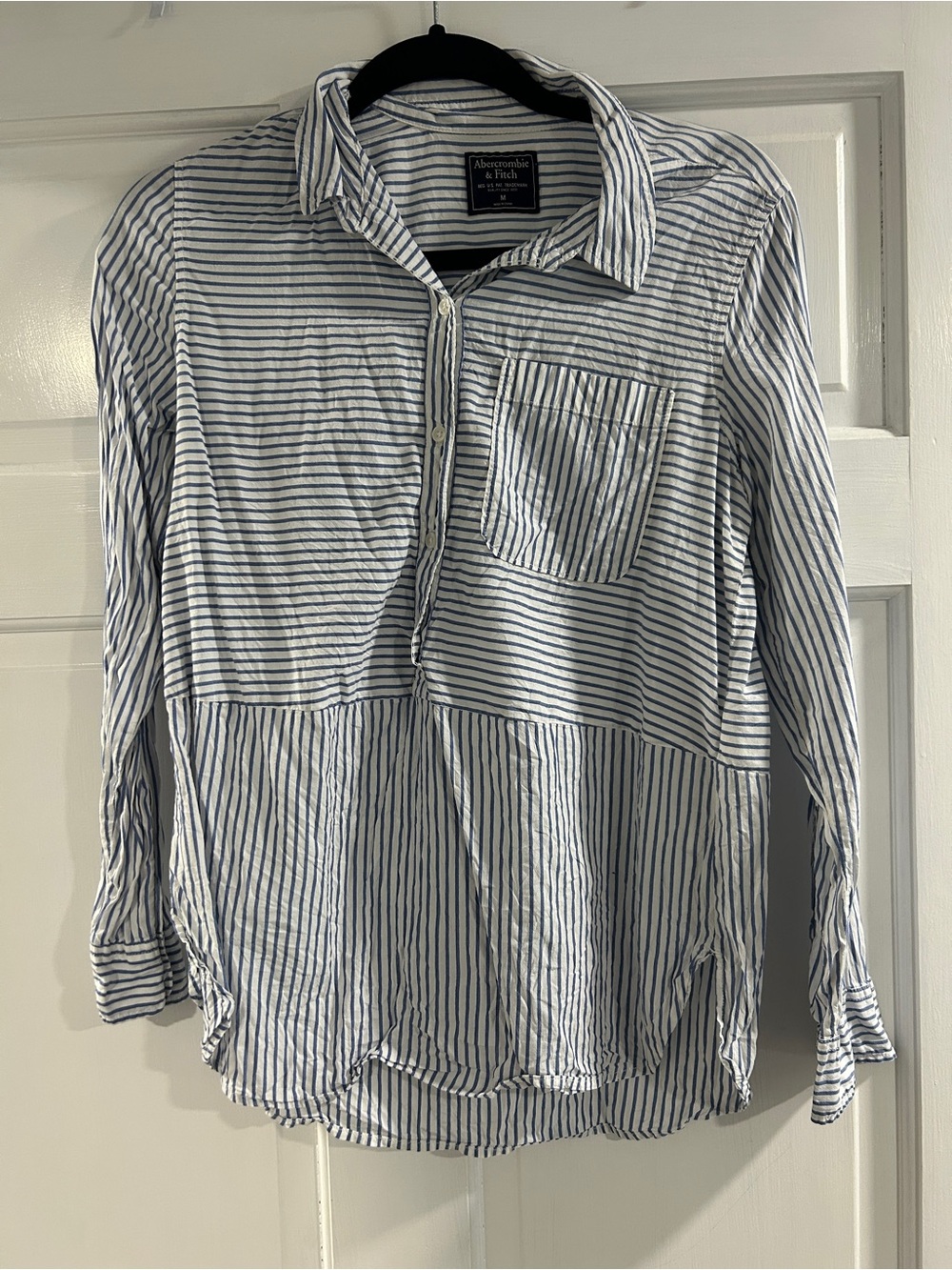 Abercrombie & Fitch Blue and White Striped Button Shirt